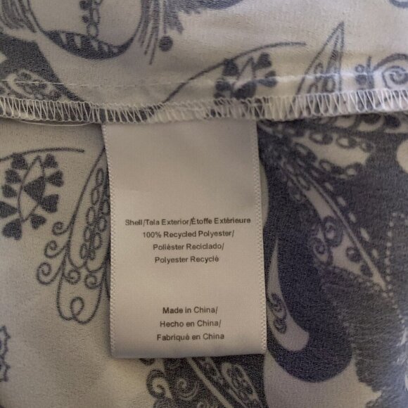 Modcloth Size Large Blouse Button Front Semi Sheer Black White Floral Print Top - Picture 4 of 5